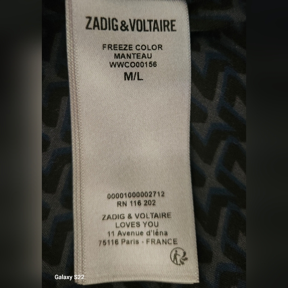 ZADIG & VOLTAIRE Freeze Faux Fur Coat Black/Green 3-Pocket Front Zip Close M/L - Picture 13 of 16